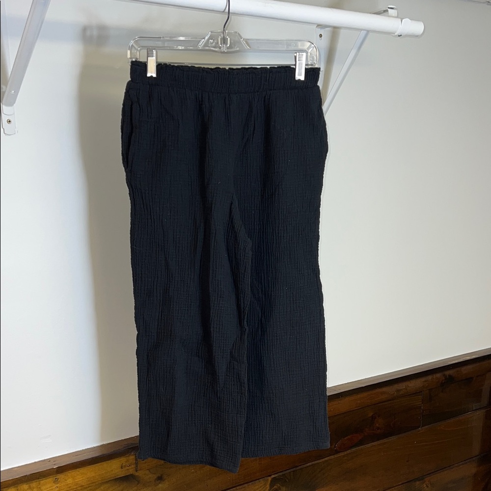 Jessica Simpson Slubbed Cotton Black Casual Capri‎ Pants w/ Elastic Waist- S